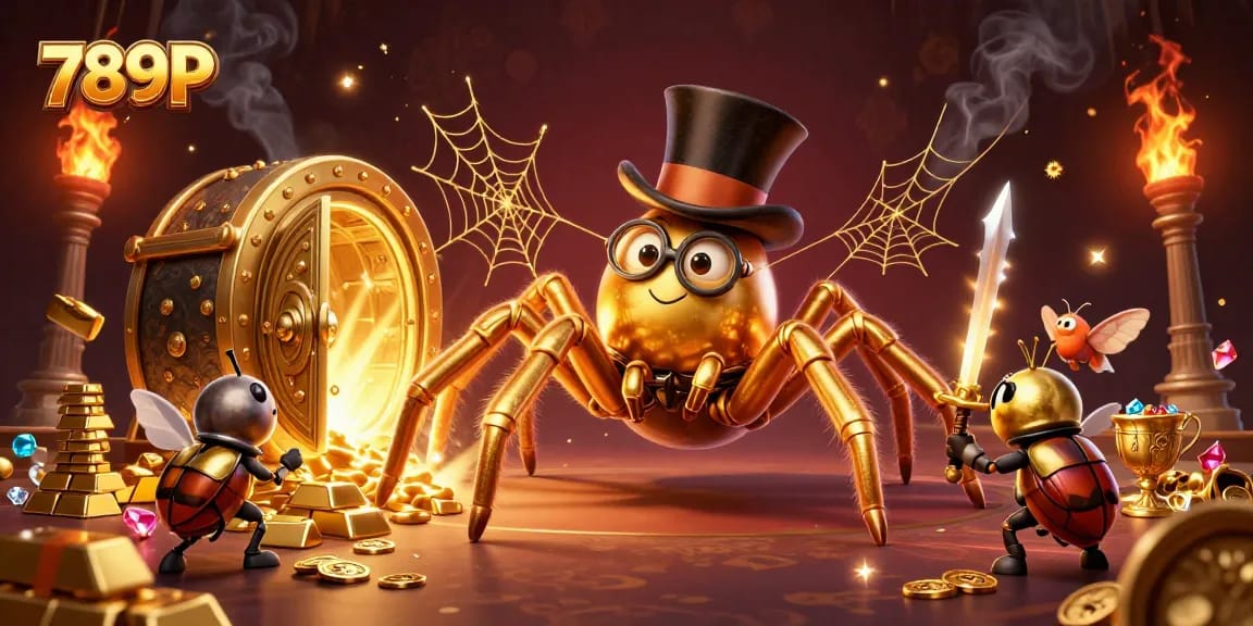 Experience thrilling wins at 789P with a golden tarantula and adventurous beetle knight among treasures.