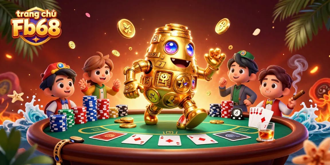 Experience thrilling gameplay with the golem from trang chủ Fb68 at a vibrant poker scene.