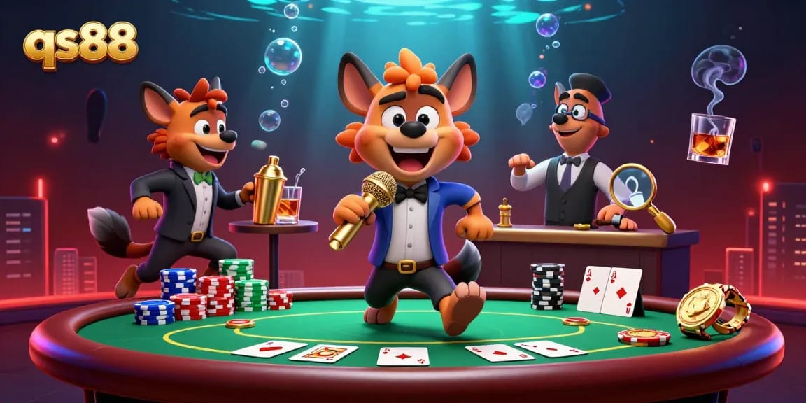 Engage in thrilling poker games at qs88 while hyenas entertain at a lively casino.