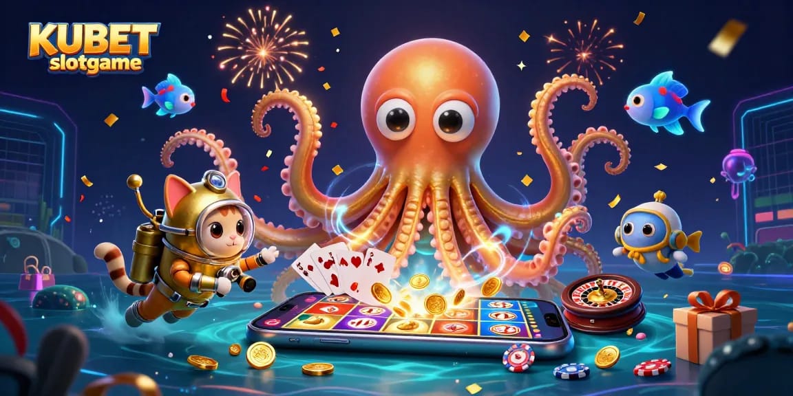 Experience the thrill of KUBET slotgame with a dynamic scene of winning elements and celebration.