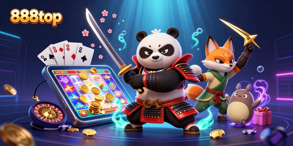 Win big with 888top in this vibrant 3D casino scene filled with action and excitement.