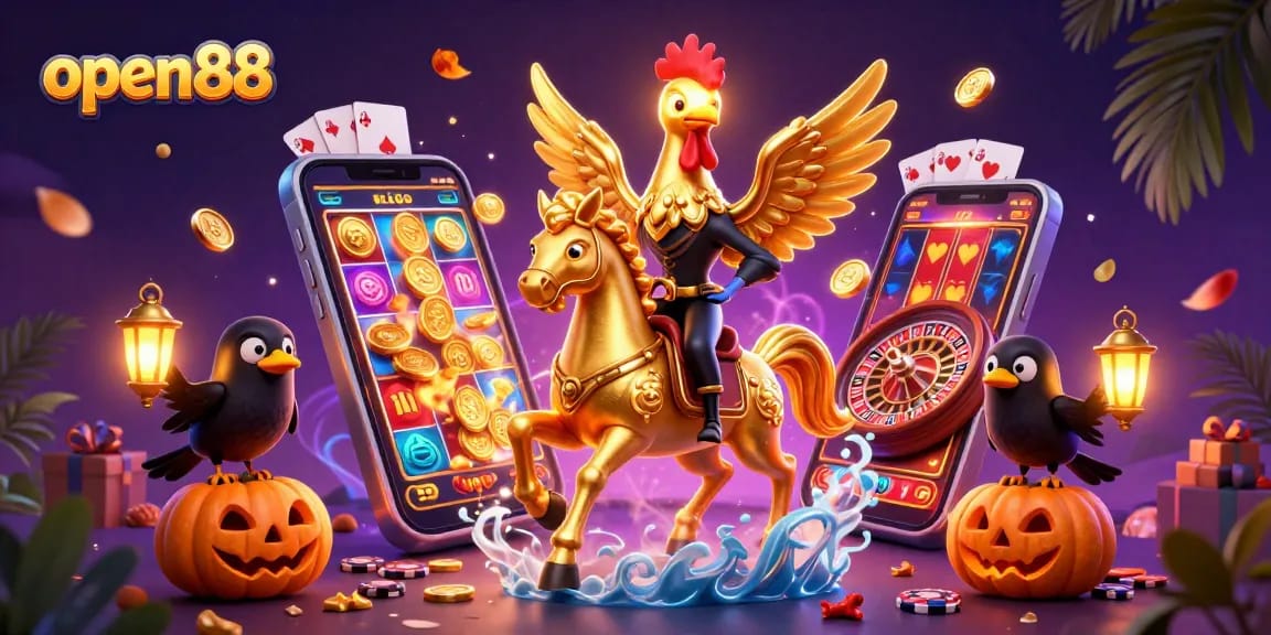open88 engages with thrilling casino excitement in a vibrant 3D illustration featuring dynamic gameplay elements.