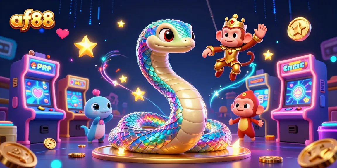 Experience thrilling gameplay at af88 with a radiant scene featuring a rainbow serpent and playful monkey king.
