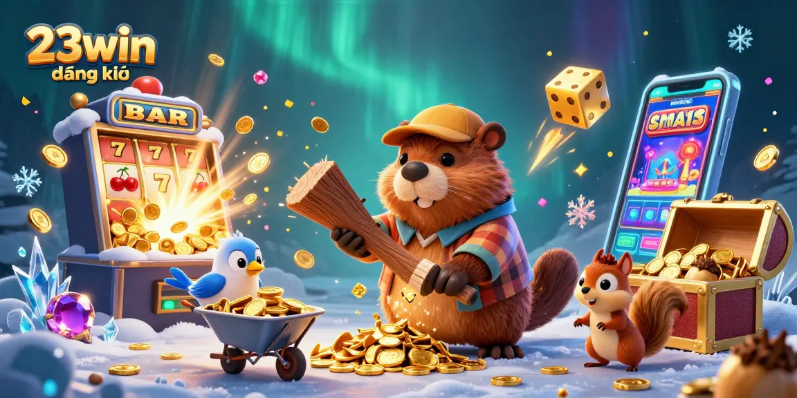 Experience the excitement of casino gaming with 23win đăng ký, featuring vibrant characters collecting coins.