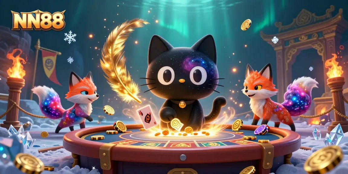 Experience excitement at NN88 casino with a vibrant cosmic scene of winning golden chips.