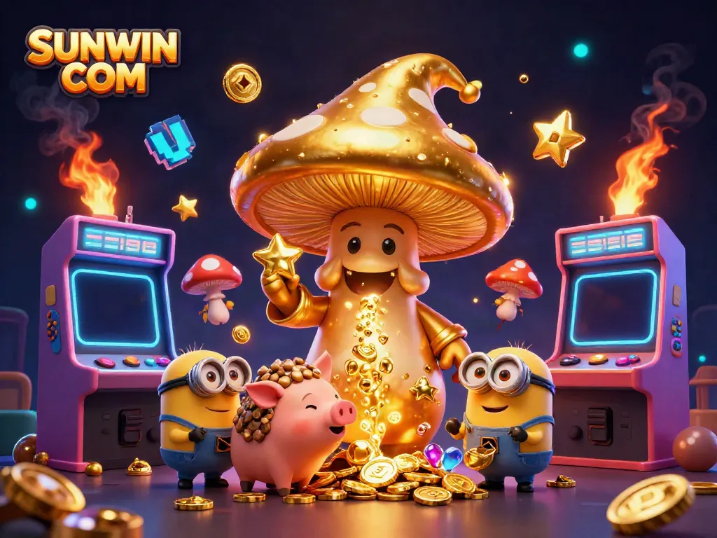 Engage with thrilling games on SUNWIN COM, featuring bright characters and casino elements.