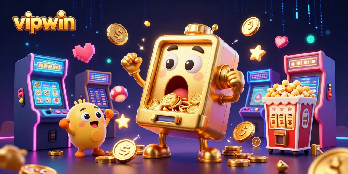 Experience thrilling wins at vipwin as the golden slot machine hits a jackpot showering coins!