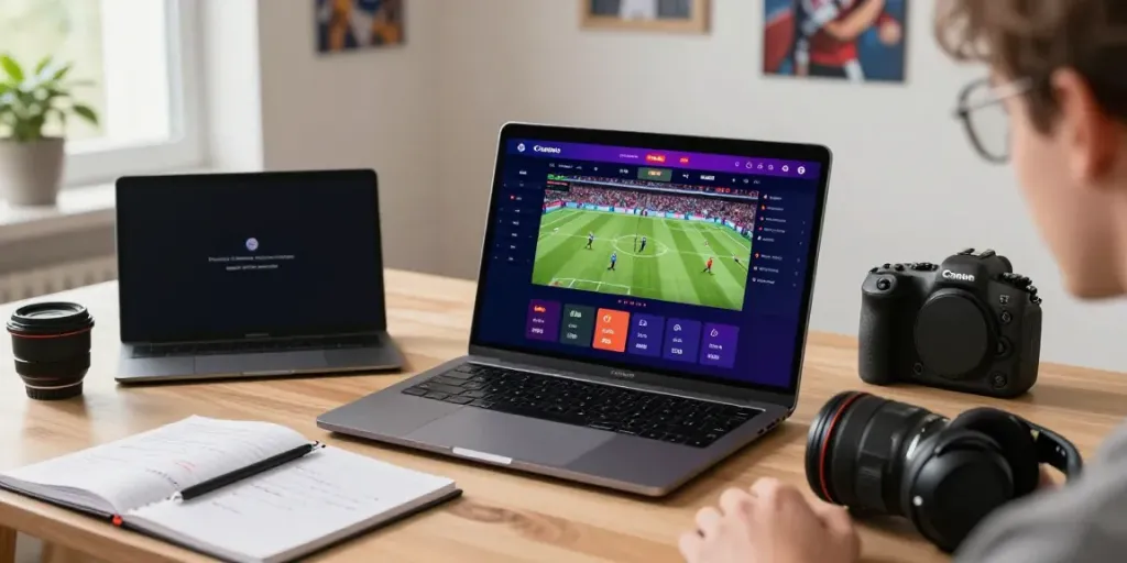 Engaged user at https://man88.hair/ betting with modern tech and sports decor.