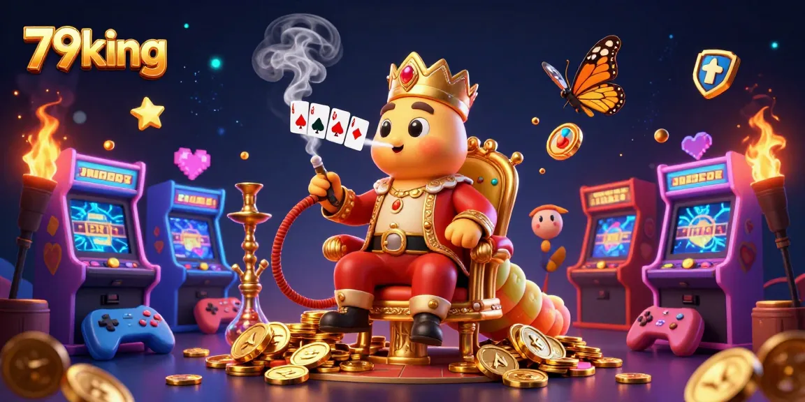 79king showcases a whimsical caterpillar hookah-master in a dynamic casino scene full of games and gold.