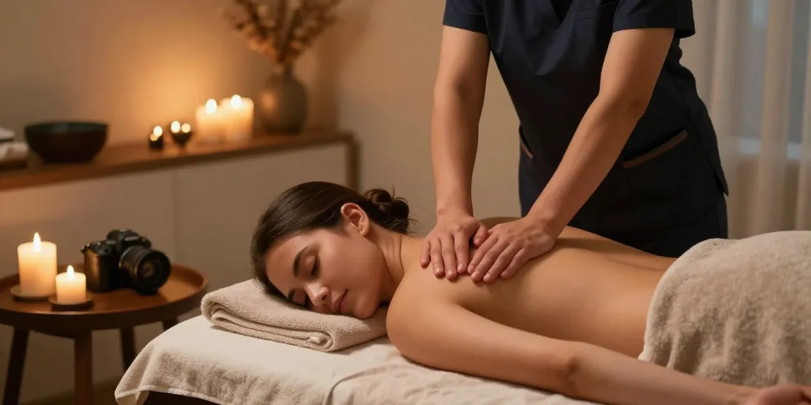 A serene home scene featuring a premium 파주출장마사지 session, highlighting relaxation and professional care.