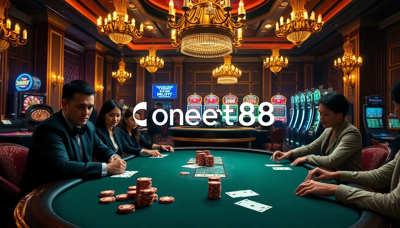 Engage in high-stakes poker around the one net88 casino table filled with vibrant chips and players.